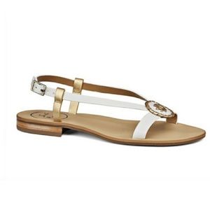 Jack Rogers Mollie Slingback Sandals in White & Gold Like New Size 8